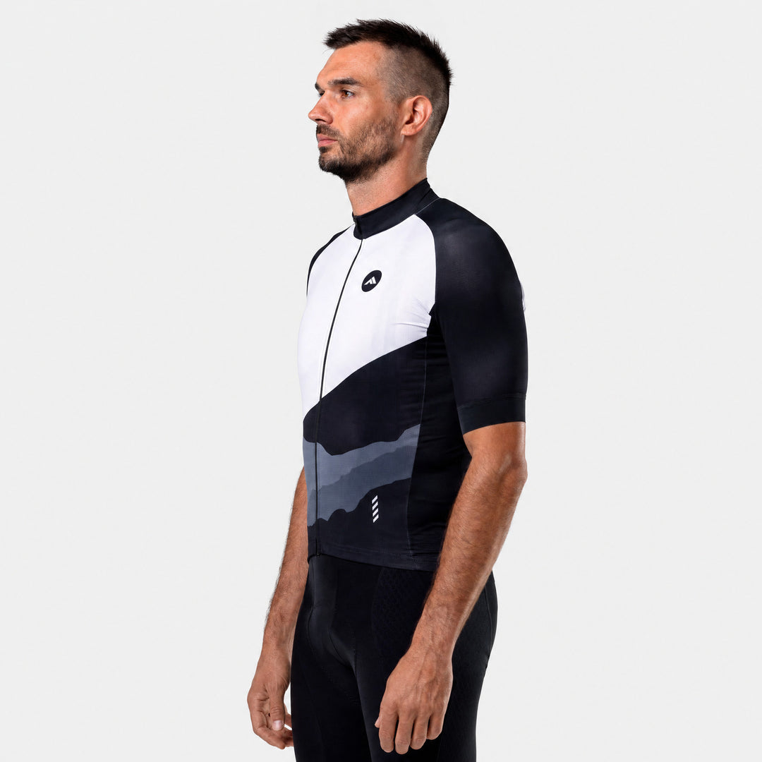 Moški kolesarski dres Diagonala bel – pogled pod kotom