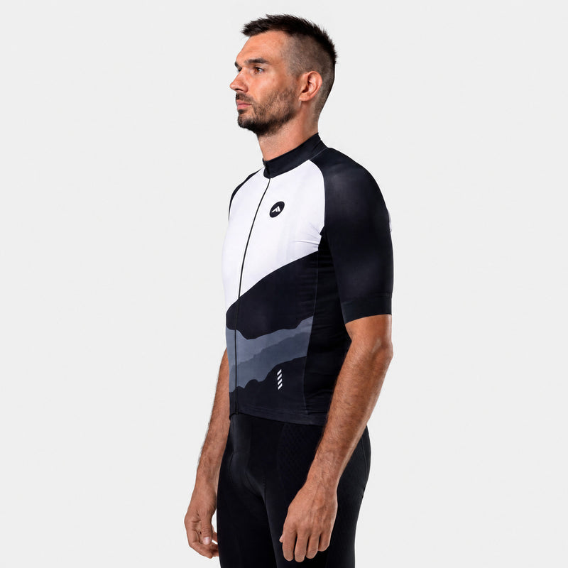 Moški kolesarski dres Diagonala bel – pogled pod kotom