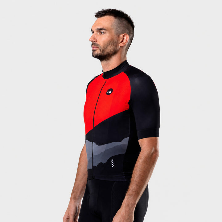 Moški kolesarski dres Diagonala rdeč – pogled pod kotom