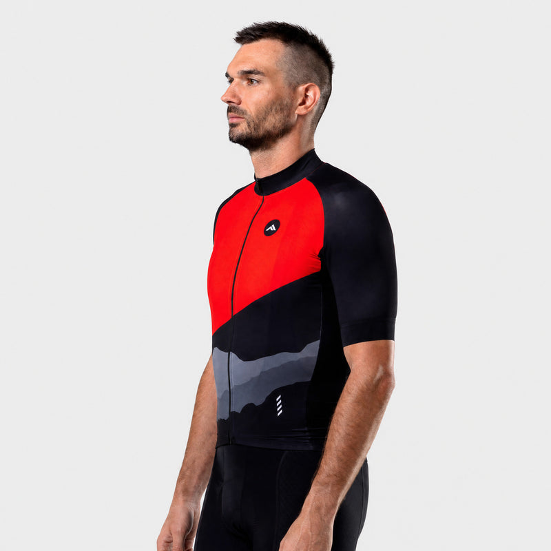 Moški kolesarski dres Diagonala rdeč – pogled pod kotom