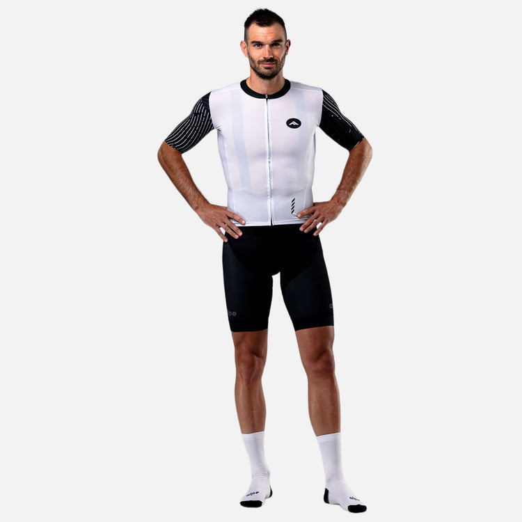 Moški kolesarski dres Flow bel – prikaz celotnega kroja