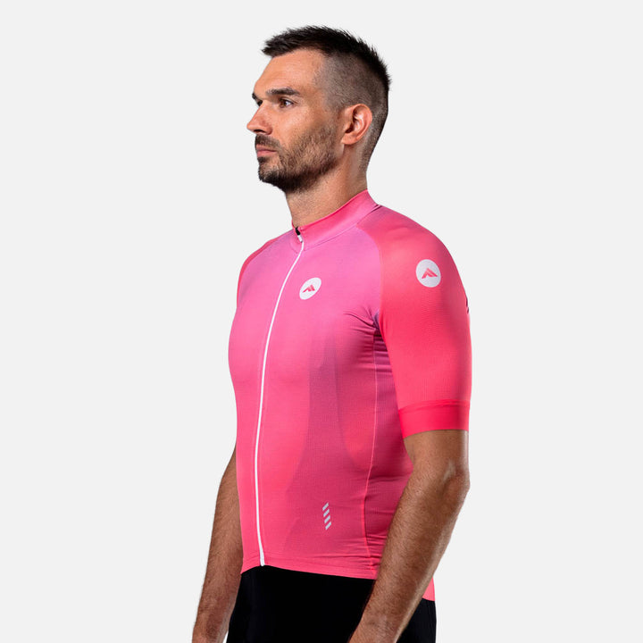Moški kolesarski dres Minimalist roza – pogled pod kotom