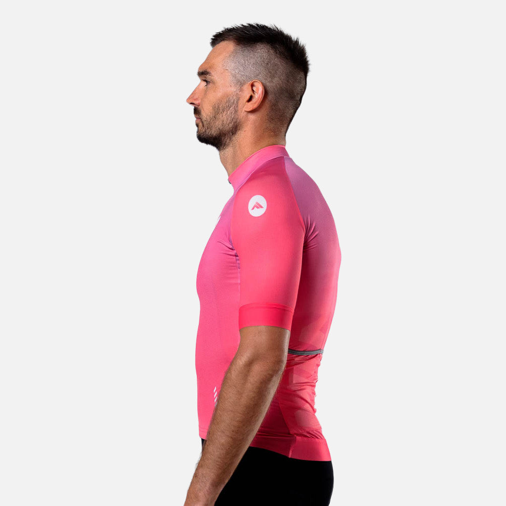 Moški kolesarski dres Minimalist roza – pogled s strani
