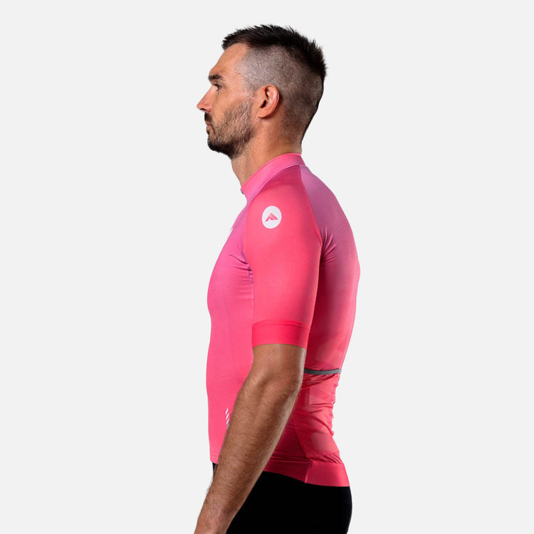 Moški kolesarski dres Minimalist roza – pogled s strani
