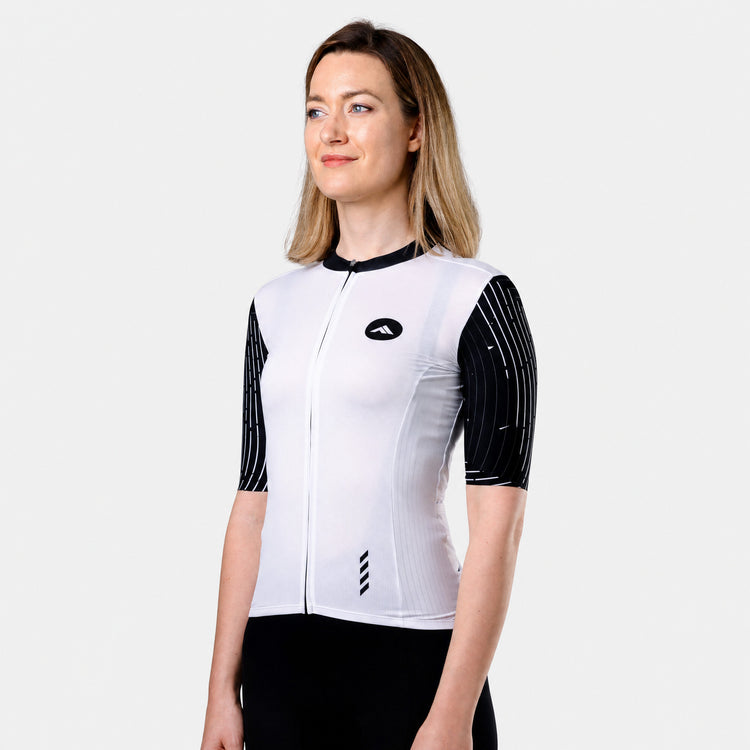 Ženski kolesarski dres Flow bel – pogled pod kotom