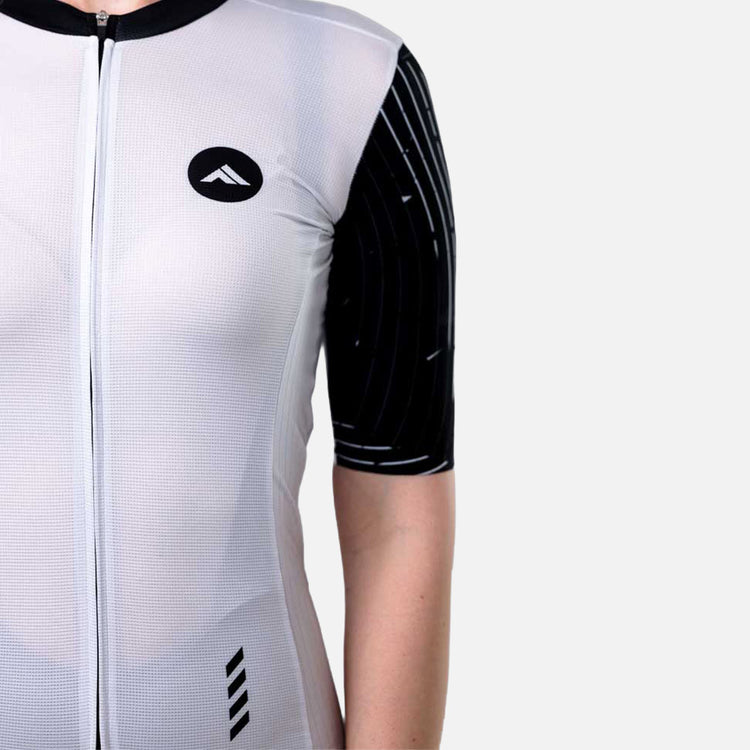 Ženski kolesarski dres Flow bel – detajl materiala